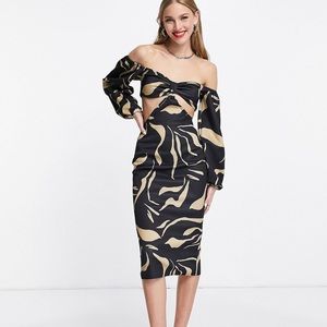 ASOS DESIGN cut out bardot body-conscious midi dress